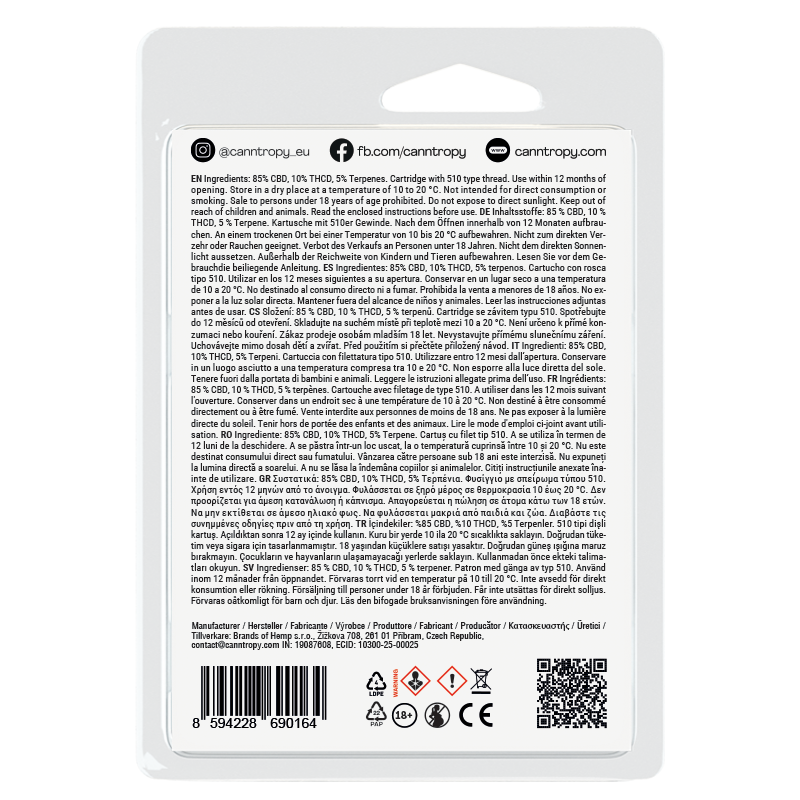 Canntropy THCD Cartridge Forbidden Fruit, THCD 10 %, 1 ml