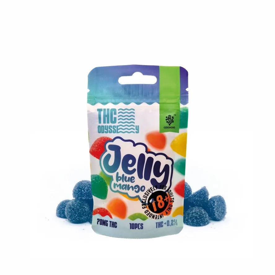 Czech CBD THC Odyssey Jelly Blue Mango, 70 mg THC, 10 Stück